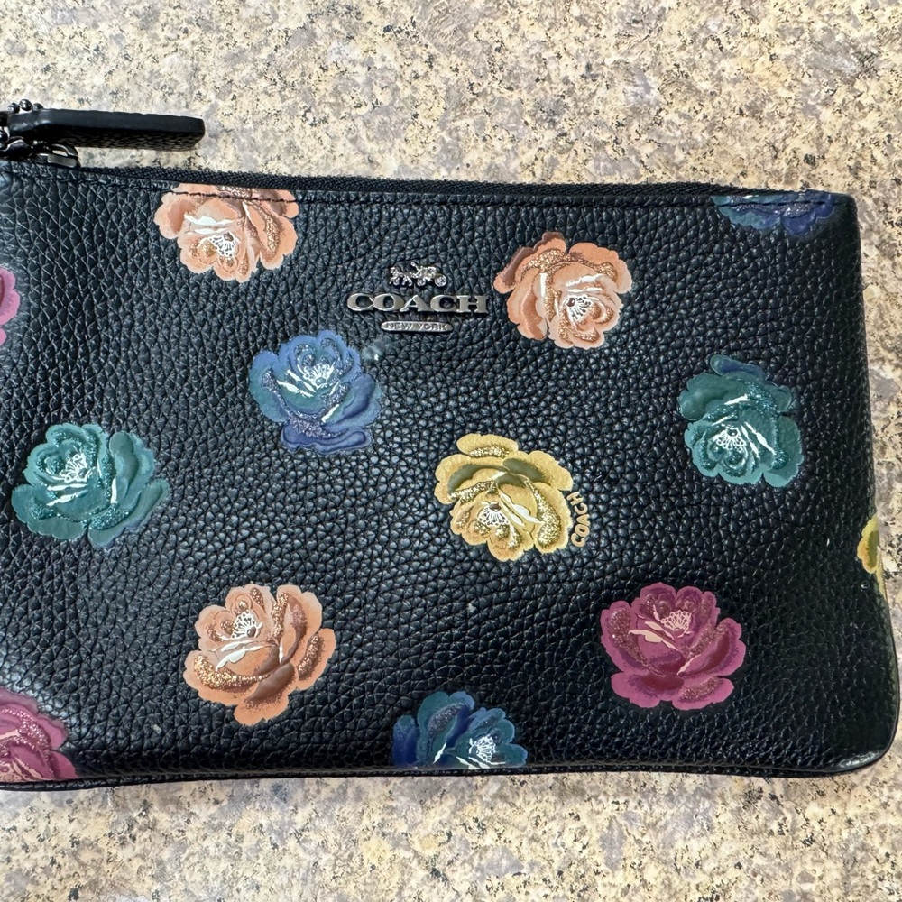 Coach Multicolor Floral Black Clutch